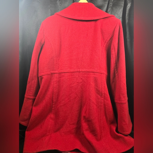 London Fog Women's Red Wool Coat Size XL 80% Wool Coat Classic Button-Down - Picture 7 of 8